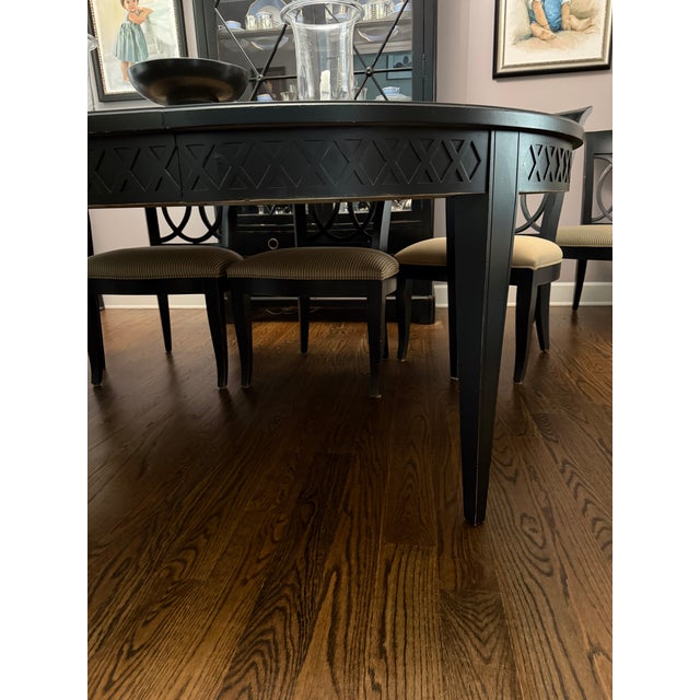 French Century Furniture Black Table and 9 Chairs For Sale - Image 3 of 18