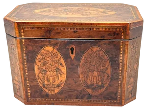 Georgian Yew Tea Caddy with Floral Inlaid Decoration, 1780