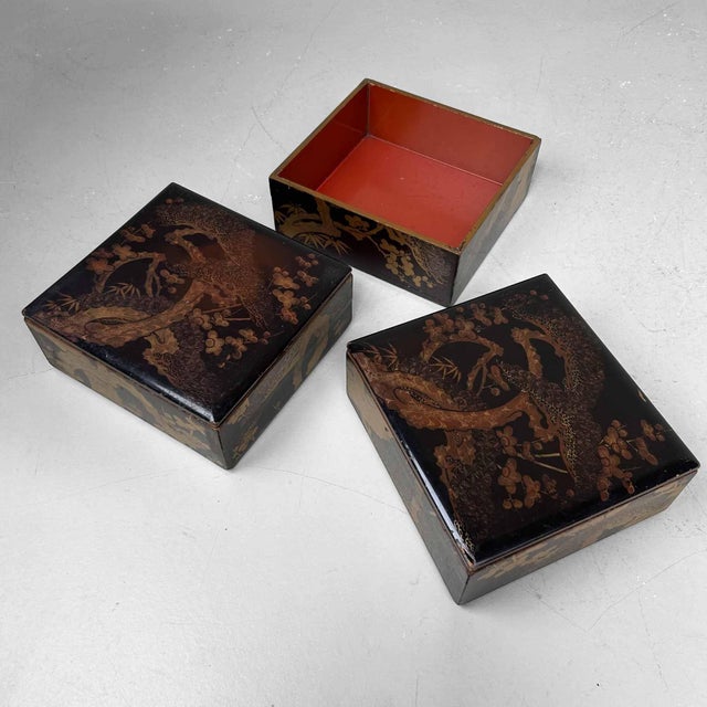 Japanese Wooden Lacquered Stacking Box, 1890s For Sale - Image 14 of 17
