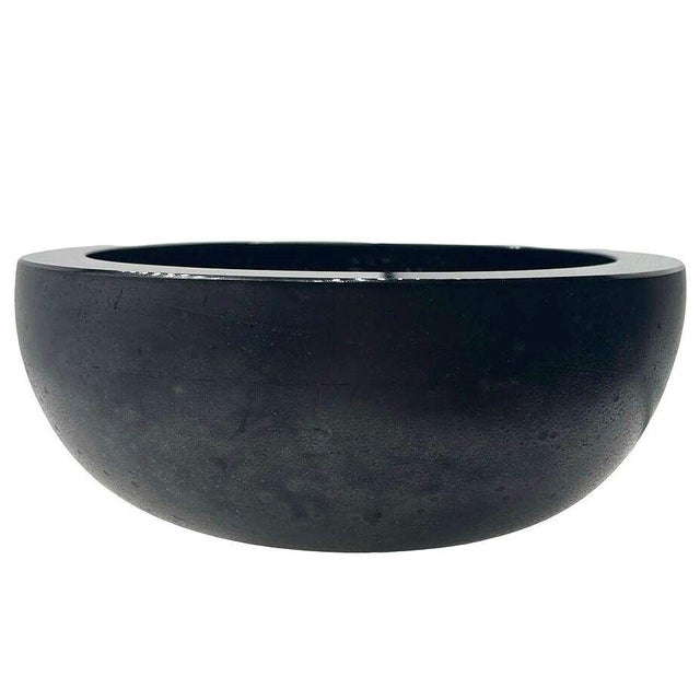 Mid 20th Century Italian Murano Black Art Glass Bowl Signed Boudin Murano For Sale - Image 4 of 9