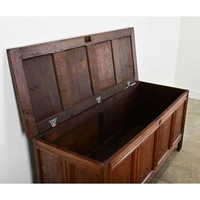 Dutch 19th Century Oak Paneled Coffer For Sale - Image 4 of 8