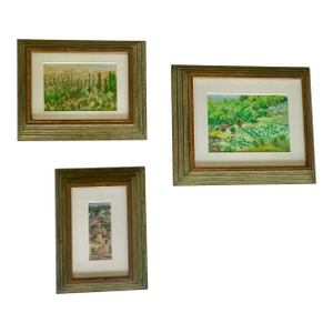 Grouping Three Miniature Oil Paintings Framed