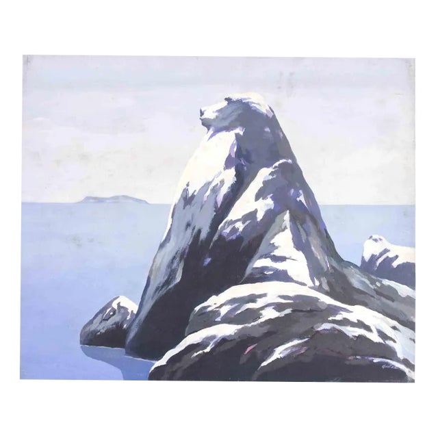 Gino Guida, The Baboon (The Rock of Capo d'Orlando), Oil Painting, 1980s For Sale
