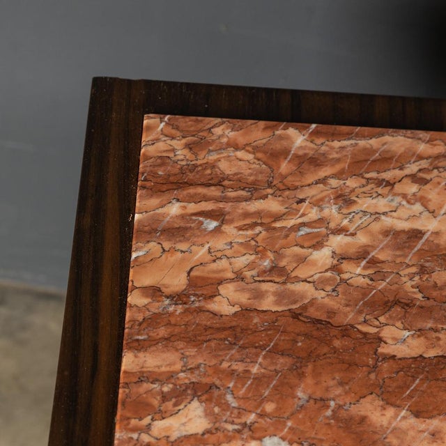 20th Century Italian Kingwood & Marble Bedside Cabinets, 1950s, Set of 2 For Sale - Image 12 of 18