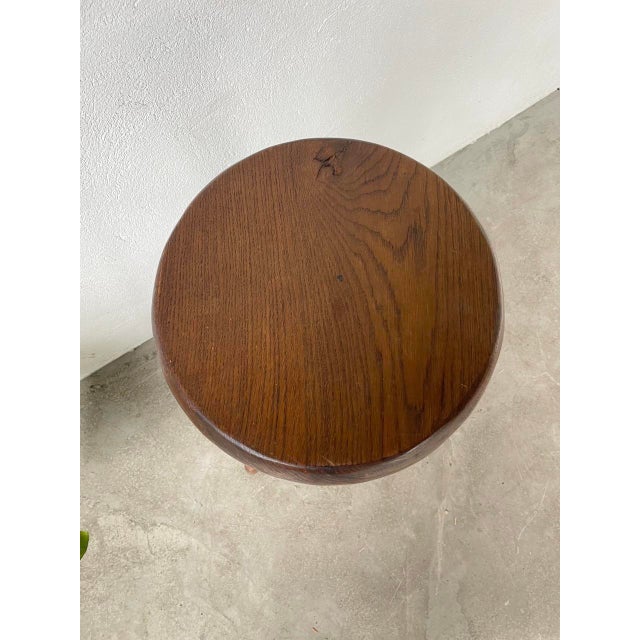High Tripod Oak Stool, 1950s For Sale - Image 11 of 18