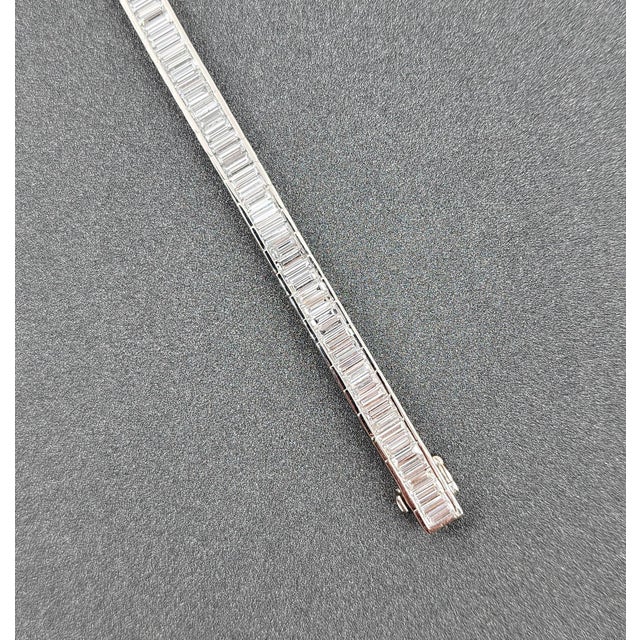 Early 21st Century 11.00 Ct Channel Set Baguette Tennis Bracelet For Sale - Image 5 of 8