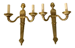1920s French Gilt Bronze Sconces - a Pair