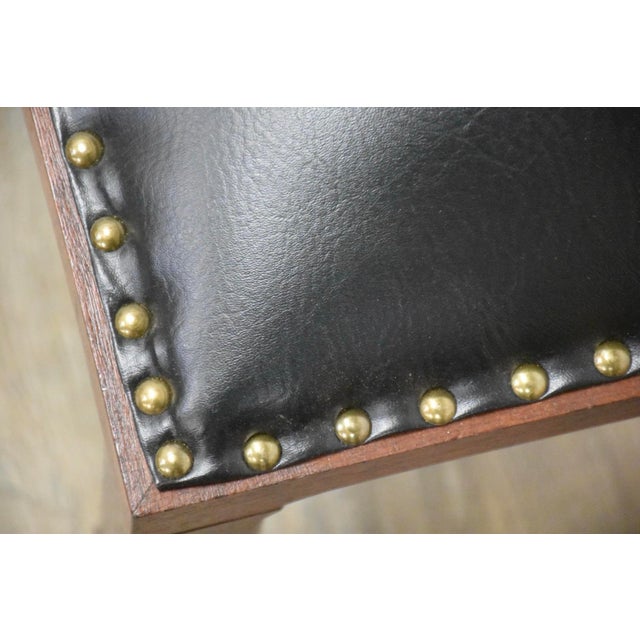 1960s 1960s Mahogany and Black Vinyl Ottoman For Sale - Image 5 of 7