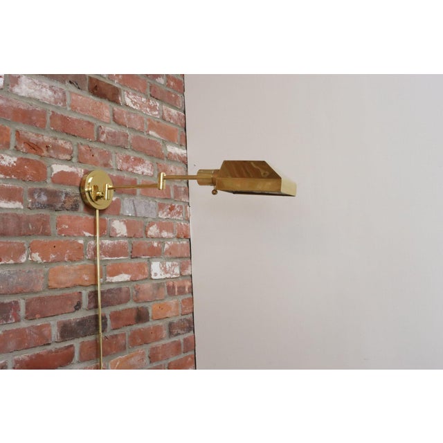 Metal Vintage Polished Brass Swing Arm Wall Lamp With Swiveling Shade by Chapman For Sale - Image 7 of 18