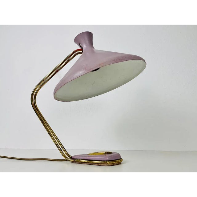 1960s Italian Brass and Violet Table Lamp, Italy, 1960s For Sale - Image 5 of 11