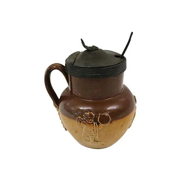 19th Century Antique Doulton Lambeth Cherub Mustard Pot For Sale - Image 5 of 7