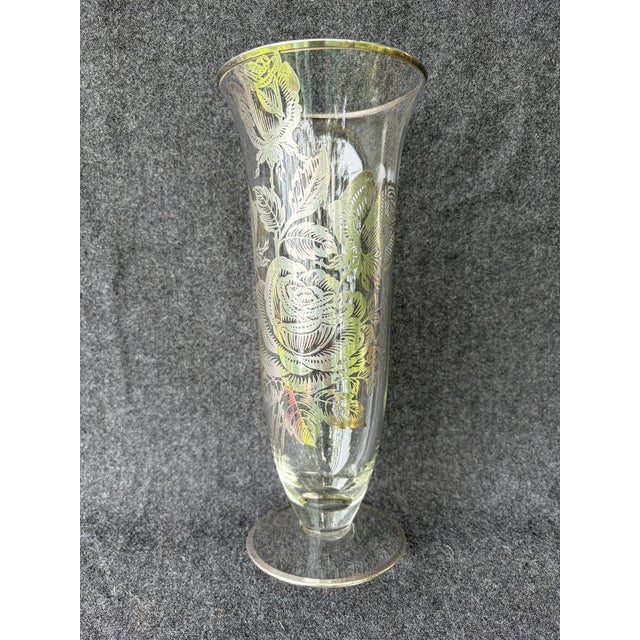 Vintage Sterling Silver Floral Overlay Vase For Sale - Image 10 of 12