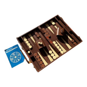 Vintage Backgammon Brown Leatherette Handled Case