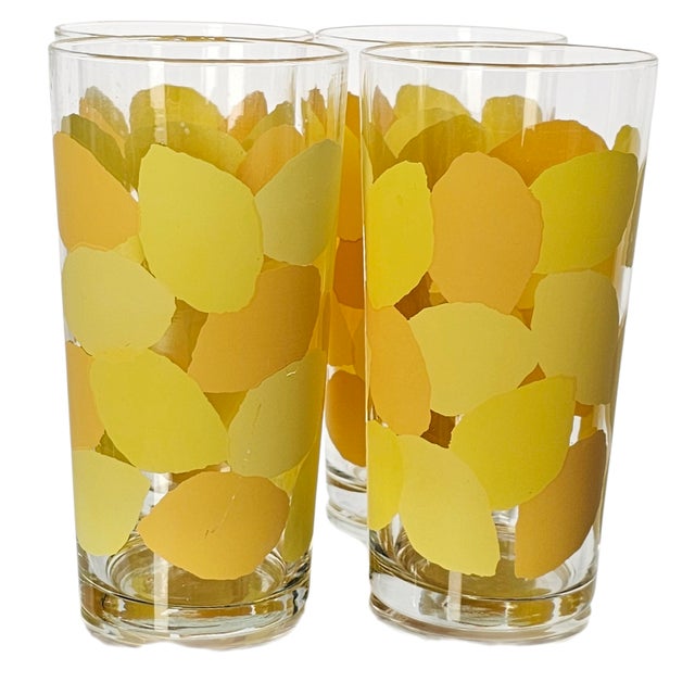 Libby Lemon Yellow Vintage Iced Tea Tumblers – Set of 4 Large Mid-Century Glasses For Sale In San Francisco - Image 6 of 9