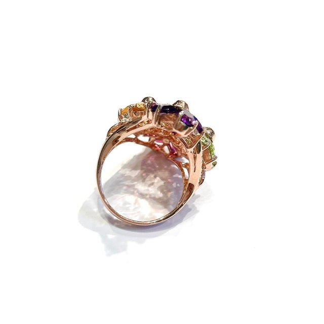 Bochic "Capri" Amethyst, Citrine & Peridot Ring Set In 18K Gold & Silver For Sale - Image 9 of 18
