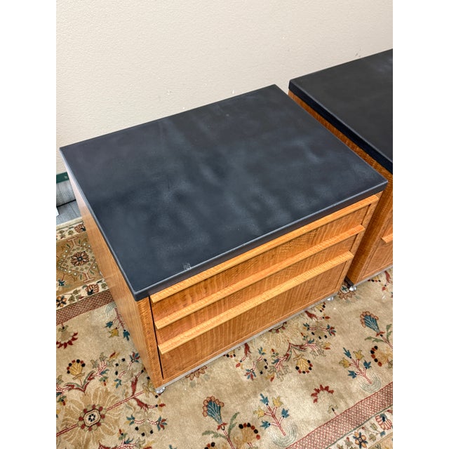 Wood Eucalyptus Wood + Stone Top Nightstands, Pair For Sale - Image 7 of 12