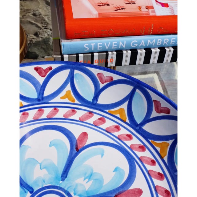 Italian Large 1980s Hand Painted Italian Plate For Sale - Image 3 of 5