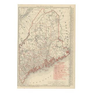 Antique Map of Maine, The Pine Tree State from Rand McNally, 1899 For Sale