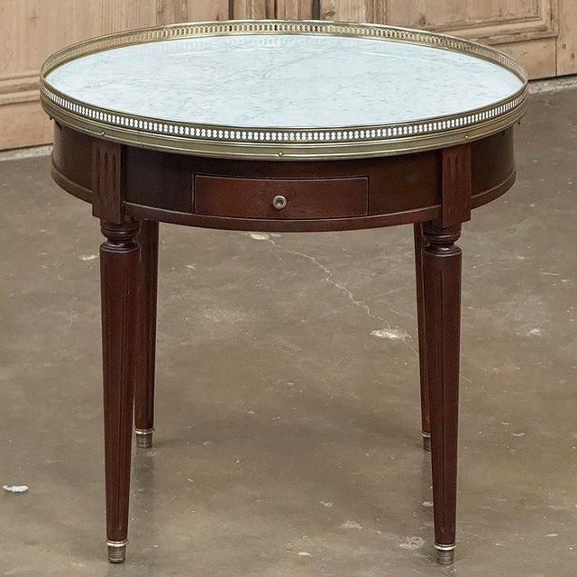 Antique French Louis XVI Mahogany Marble Top Bouillotte Table For Sale - Image 4 of 16