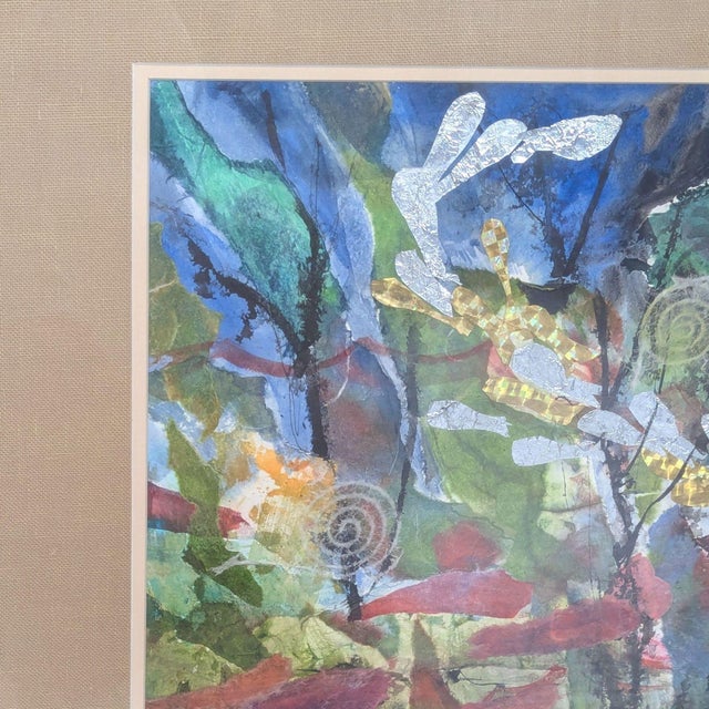 Kay Duffy “Schooling Fish” Framed Abstract Watercolor Painting With Vibrant Colors For Sale - Image 4 of 8