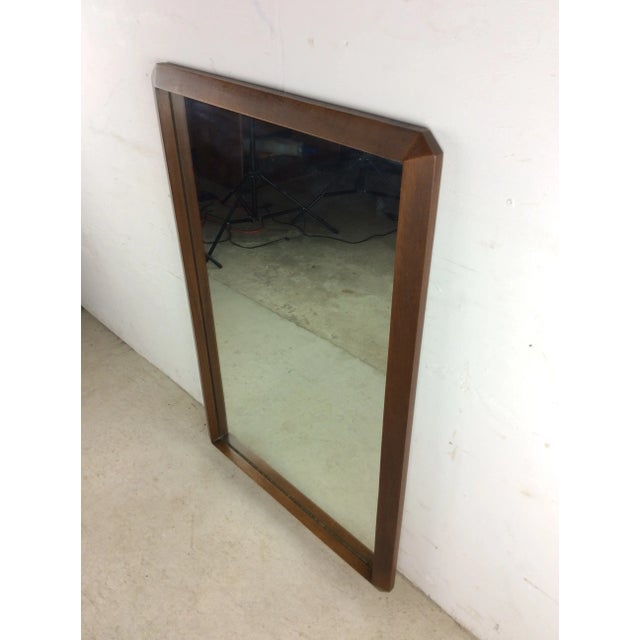 1960s Mid Century Modern Wall Mirror With Angular Walnut Frame For Sale - Image 5 of 12