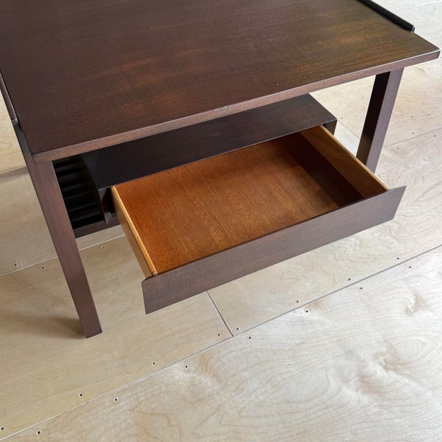 Wood Mid-Century Modern Refinished Dunbar Side Lamp Table With Drawer For Sale - Image 7 of 12