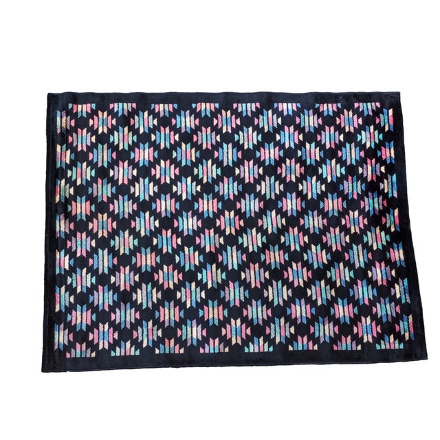 Black Silk Rug with Geometric Designs, 1970s For Sale - Image 11 of 11