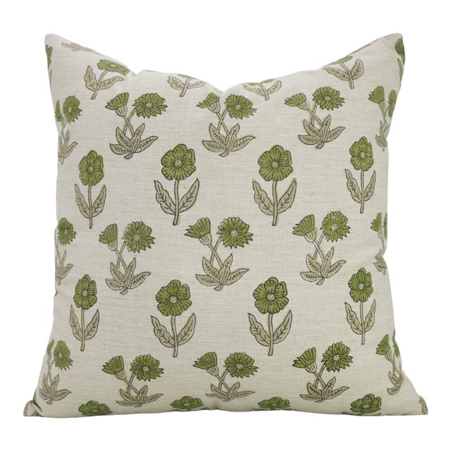 Fabdivine Artistic Block Kirti Print Linen Blend Pillow Cover- 24x24 For Sale