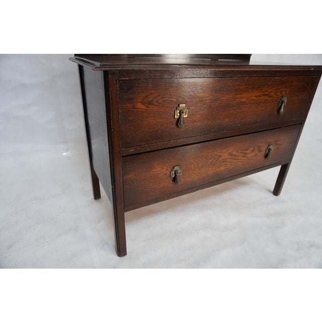 Early 20th Century Wood Dresser With Three Way Mirror For Sale - Image 13 of 14