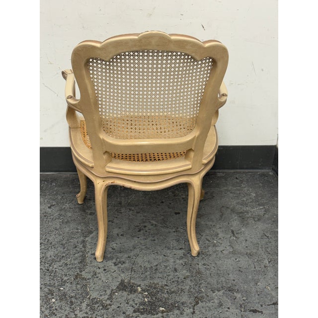 Cream Louis XV Style Cane Armchair, Antique For Sale - Image 8 of 12