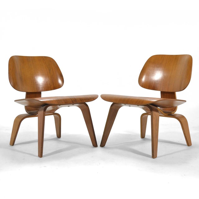 Wood Eames Rare Matched Pair of Walnut LCW Lounge Chairs For Sale - Image 7 of 9