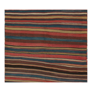 Vintage Shahsavan Persian Kilim Rug in Polychromatic Stripes by Rug & Kilim- 63"x55"