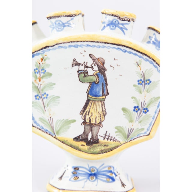 Late 19th Century 19th Century French Quimper Faience Tulip Vase Tulipiere For Sale - Image 5 of 11
