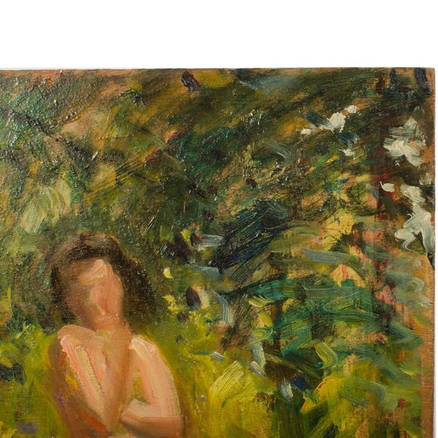 Early 20th Century "Nude in Nature" Expressionist Style Figurative Oil Painting by Jean Chaleye For Sale - Image 4 of 8