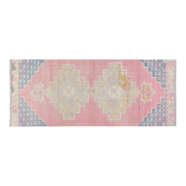 Vintage Turkish Anatolian Hand Knotted Wool Rug, 3'2''x8' For Sale