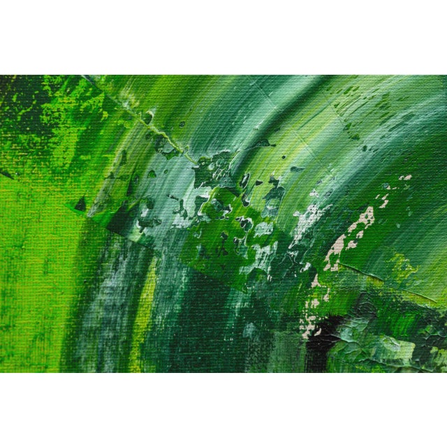 Green Circle Diptych Ii, Contemporary Painting on Canvas, Framed For Sale - Image 9 of 12