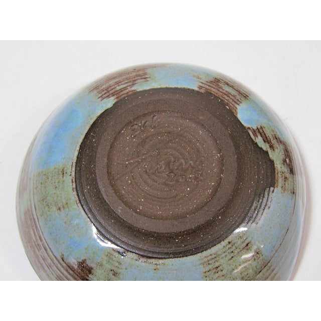 Signed Rustic Turquoise Studio Art Pottery Stoneware Tray Dish Platter With Handles and 3 Bowls- 4 Pieces For Sale - Image 12 of 12