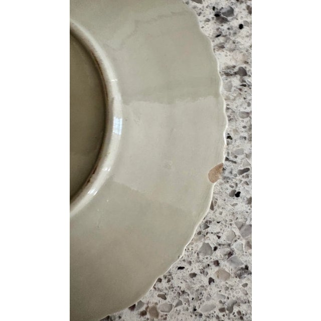 Pair of Elegant Vintage Celadon Sage Leaf Pattern Dinner Plates, 9” Dia. For Sale - Image 6 of 7