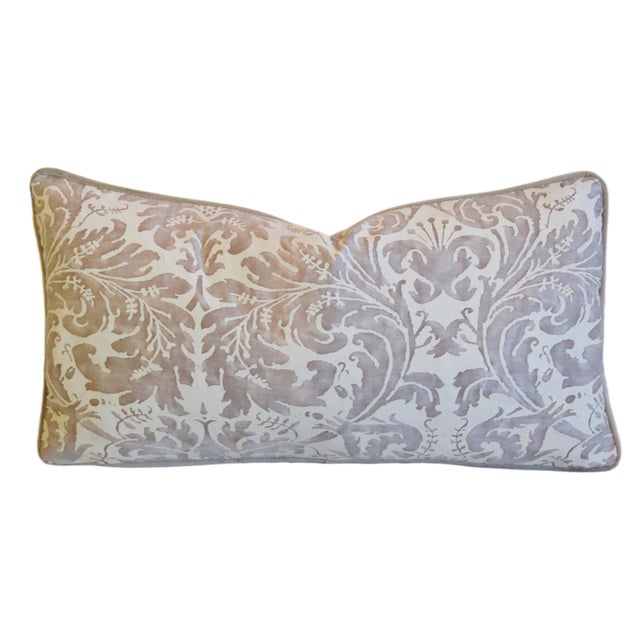 French Country Italian Designer Mariano Fortuny Lucrezia Botanical Feather/Down Pillow 24" X 13" For Sale - Image 3 of 7