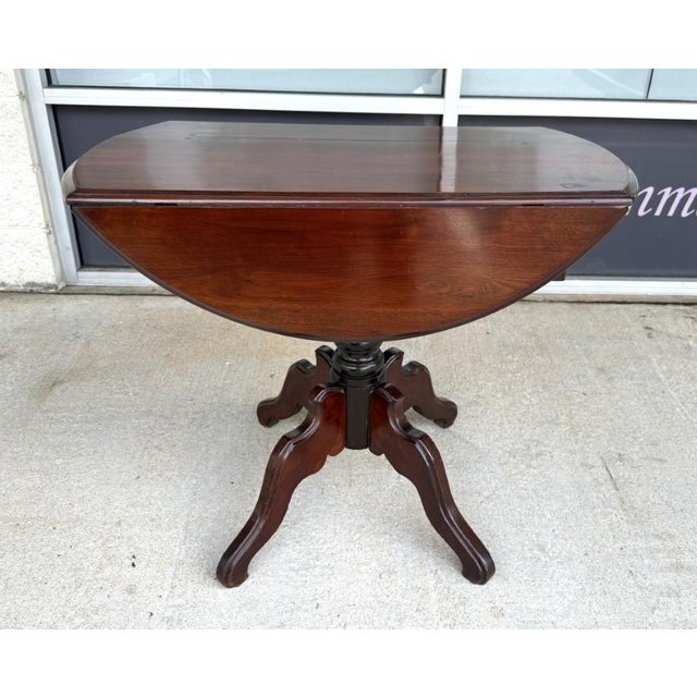 Early 20th Century Antique Mahogany Drop Leaf Table With Pedestal Base For Sale - Image 5 of 14