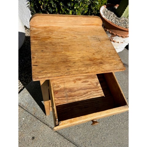 Late 20th Century Vintage Pine Side Table With Drawer, Cabinet, and Shelf For Sale - Image 5 of 12