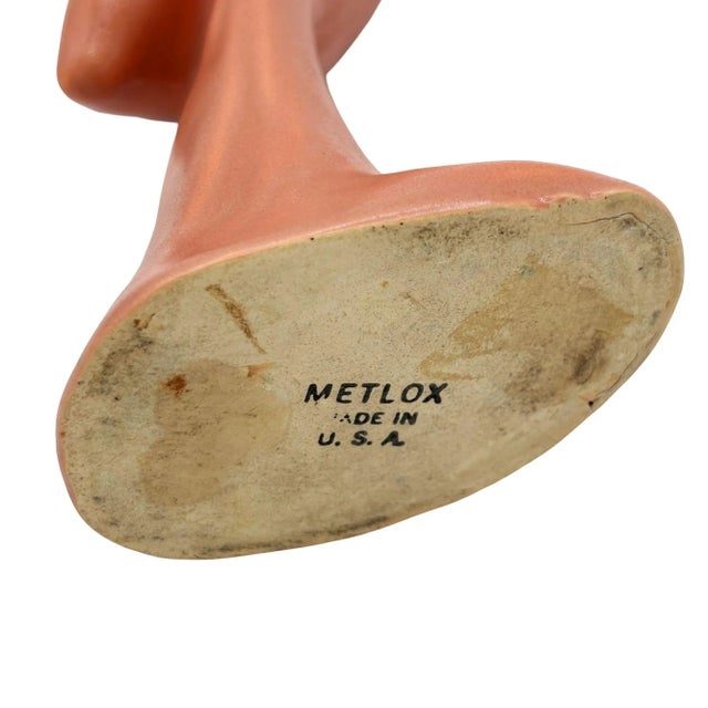 Pink 1950s Ceramic Curious Watcher Modernist Pink Flamingo Tabletop Statue by Metlox For Sale - Image 8 of 9