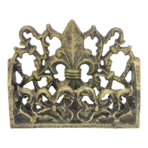 Vintage French Fleur De Lis Metal Business Card Holder