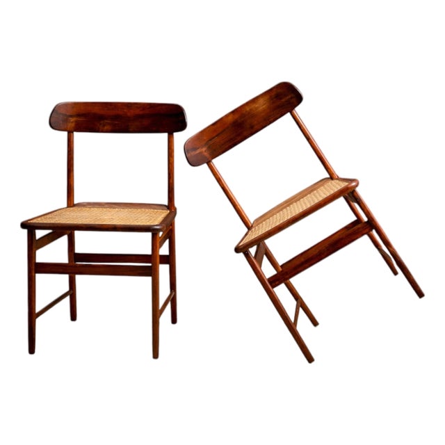 Pair of “Lucio Costa” Chairs in Rosewood & Caning, Sergio Rodrigues, 1956 For Sale