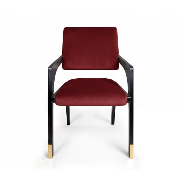 Arches Dining Chair in Cherry Red Cotton Velvet from Insidherland, in New conditions. Designed from 2000 Labeled by Maker