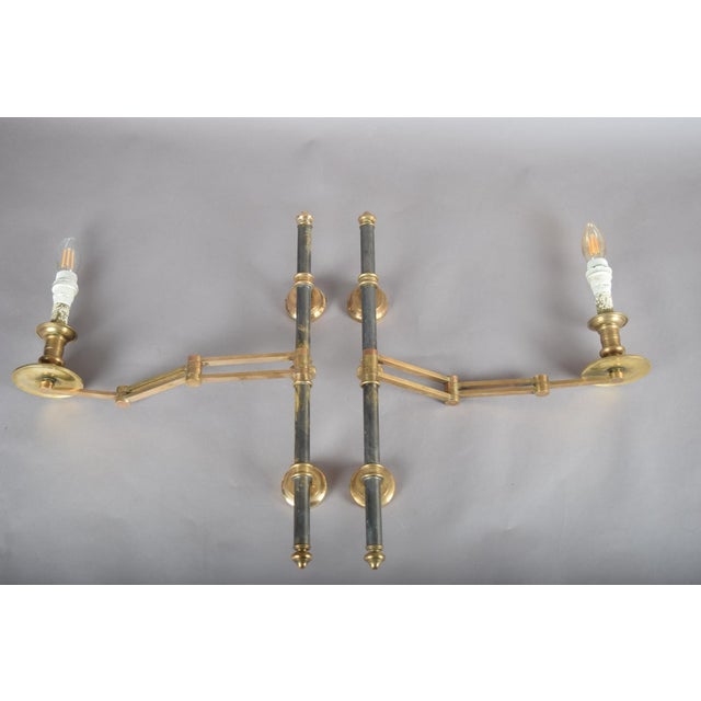 Vintage French Brass Swing-Arm Wall Lamps from Maison Jansen, 1960s, Set of 2 For Sale - Image 11 of 13