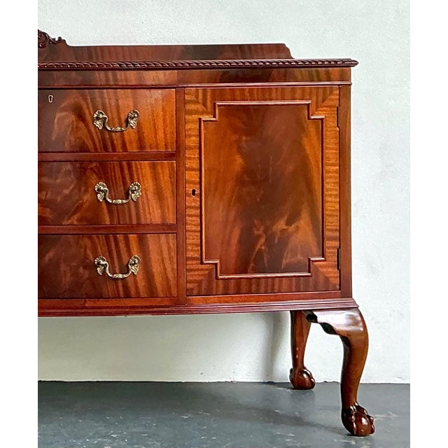 Wood Vintage Flame Mahogany Chippendale Sideboard For Sale - Image 7 of 12
