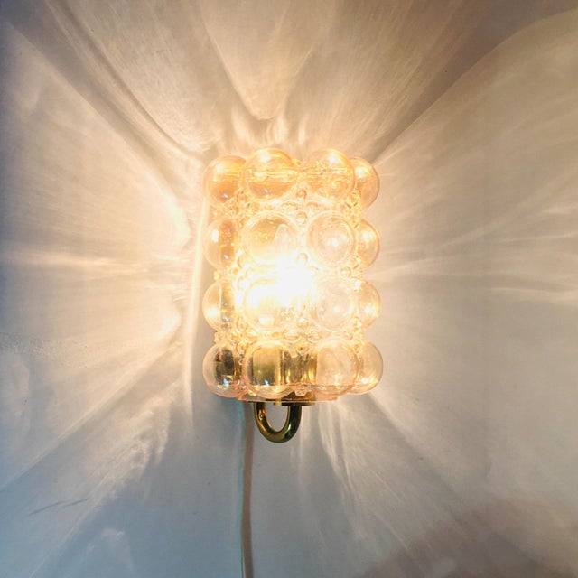 Mid-Century Amber Bubble Glass Wall Sconces by Helena Tynell for Limburg, Germany, 1960s, Set of 4 For Sale - Image 6 of 11