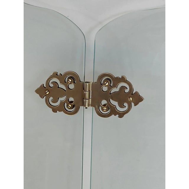 Glass Fireplace Screen with Bronze Hinges For Sale - Image 11 of 13