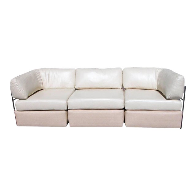 Vintage Mid-Century Chrome Pas De Urbino Style Three-Piece Sectional For Sale